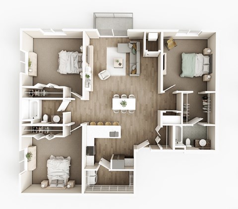 Floor plan for 3 beds, 2 baths, 1747 sqft